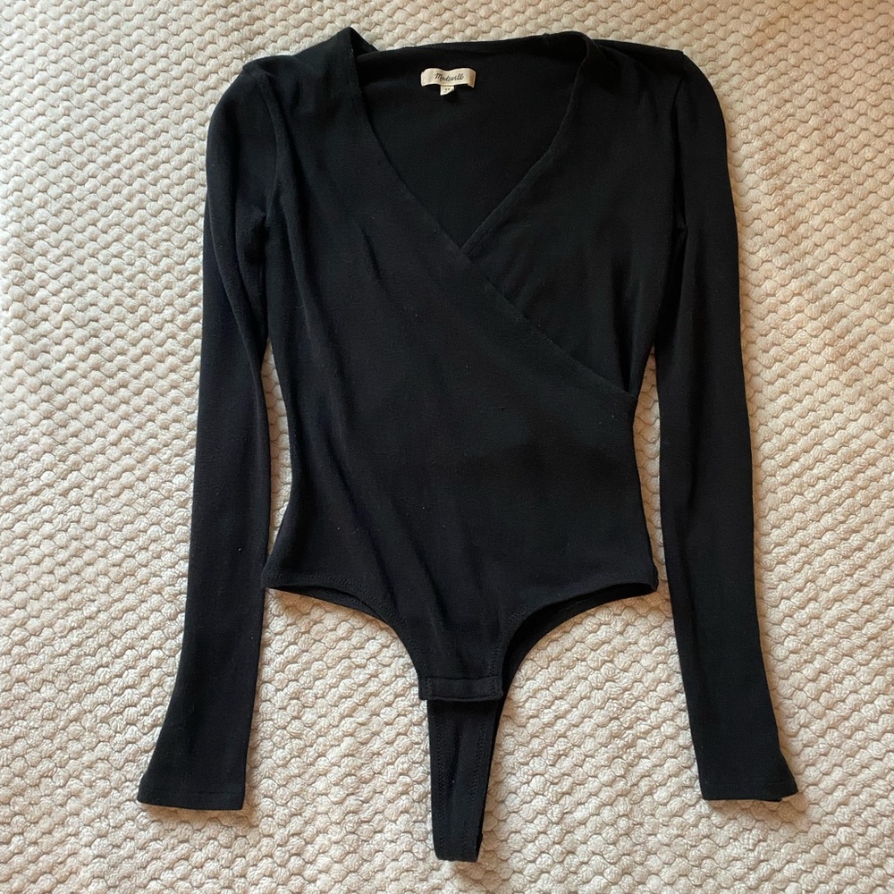 Madewell Long Sleeve Black Bodysuit, Size XS